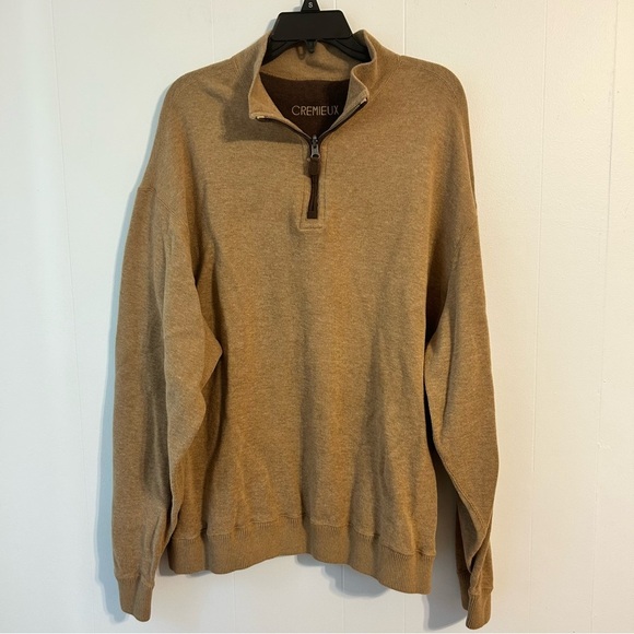 Men’s size 2XL Cremieux Tan Zip Up Sweater with Mock Neck. Reversible. - Picture 1 of 7